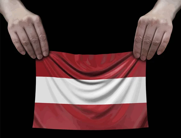 手中的拉脱维亚国旗的图像 — 图库矢量图片