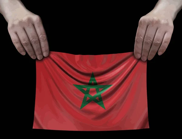 Изображение Марокканского Флага Руках — стоковый вектор