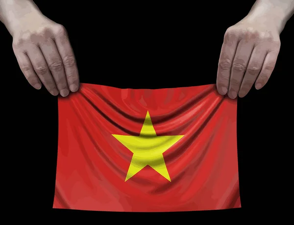 Image Vietnamese Flag Hands — Stock Vector