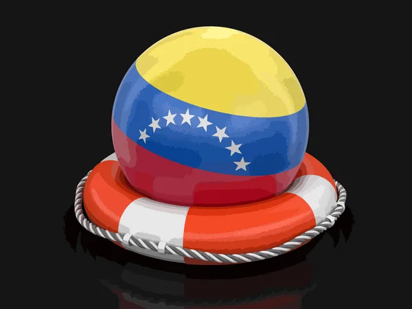 Bola Con Bandera Venezolana Boya Salvavidas Imagen Con Ruta Recorte — Vector de stock