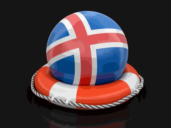 Ball Icelandic Flag Lifebuoy — Stock Vector