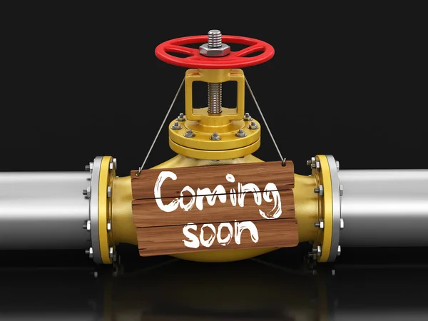 Pipeline Con Coming Soon Immagine Con Percorso Ritaglio — Foto Stock