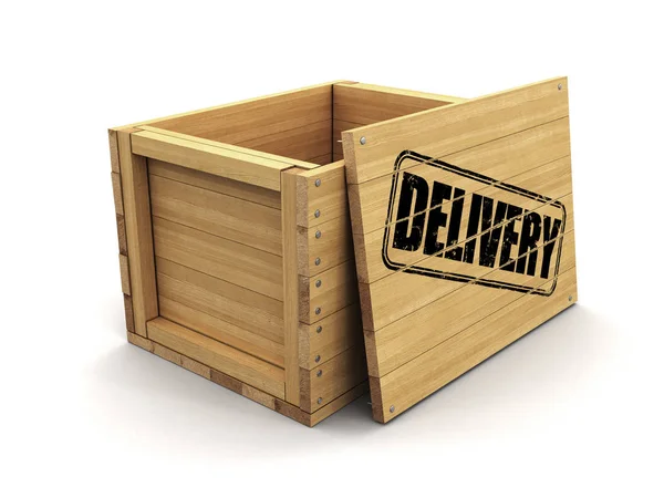Wooden Crate Stamp Delivery Image Clipping Path — Stock Photo, Image
