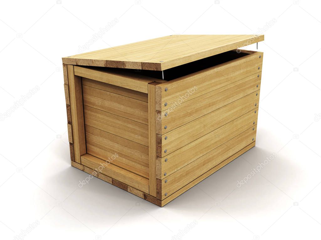 Wooden crate. Image with clipping path