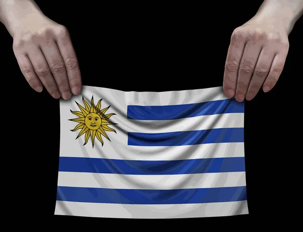 Της Ουρουγουάης Σημαία Στα Χέρια — Διανυσματικό Αρχείο