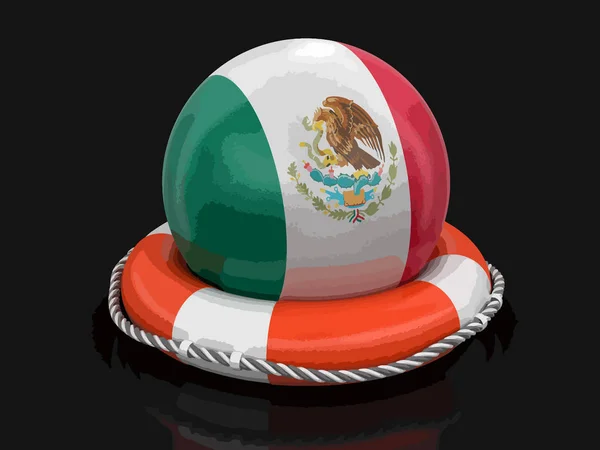 救生圈上挂着墨西哥国旗的球 — 图库矢量图片