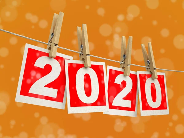 Wasknijpers Aan Touw Met 2020 Afbeelding Met Uitknippad — Stockfoto