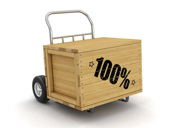 木箱与100 在手卡车上 具有裁剪路径的图像 — 图库照片