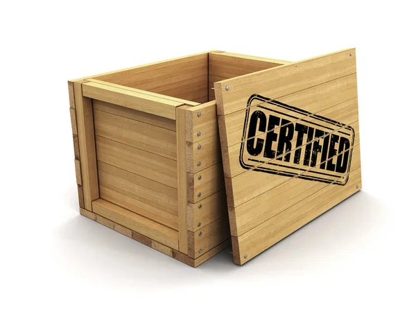 Wooden Crate Stamp Certified Image Clipping Path — Stock Photo, Image
