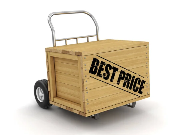 Wooden Crate Best Price Hand Truck Image Clipping Path — Stock Photo, Image