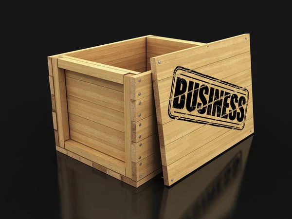 Houten Kist Met Stempel Business Afbeelding Met Uitknippad — Stockfoto