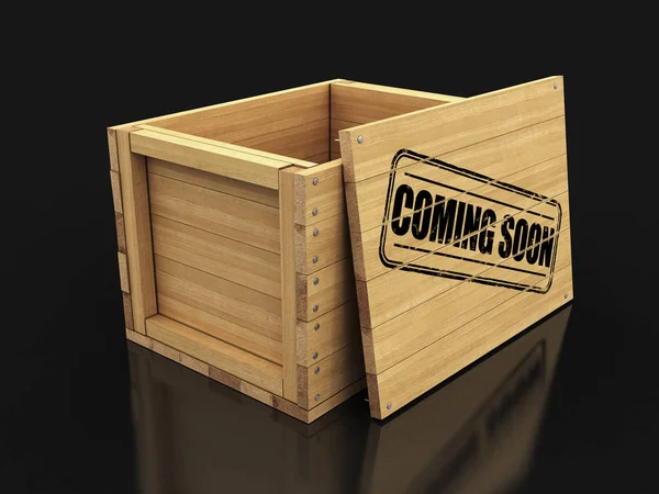 Wooden Crate Stamp Coming Soon Image Clipping Path — Stock Photo, Image