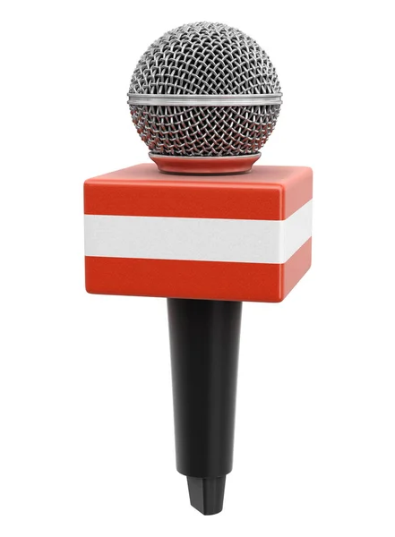 Mikrofon Mit Österreichischer Flagge Bild Mit Ausschnittspfad — Stockfoto