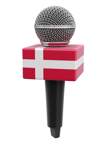 Mikrofon Mit Dänischer Flagge Bild Mit Ausschnittspfad — Stockfoto
