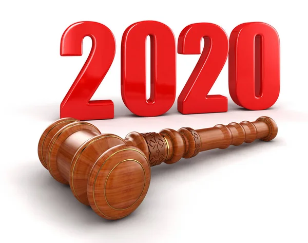 Houten Hamer 2020 Afbeelding Met Knippad — Stockfoto