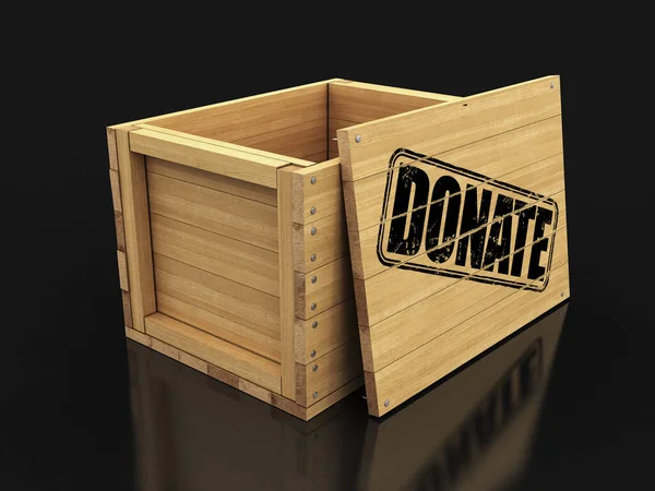 Wooden Crate Donate Image Clipping Path — Stock Photo, Image