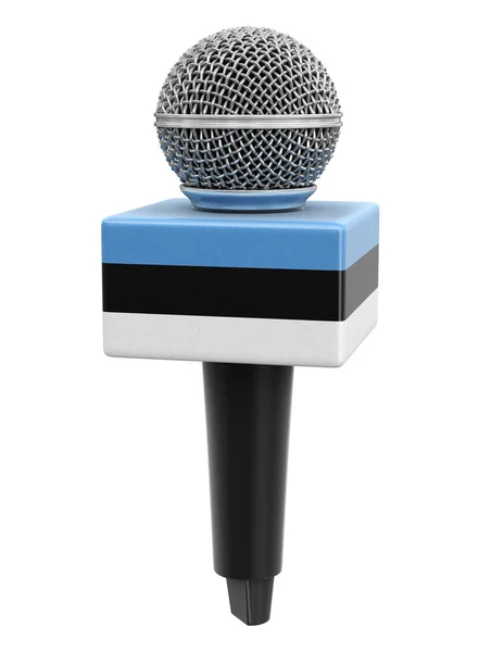 Mikrofon Und Estnische Flagge Bild Mit Ausschnittspfad — Stockfoto