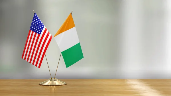 American Cote Ivoire Flag Pair Столі Над Розфокусованим Фоном — стокове фото