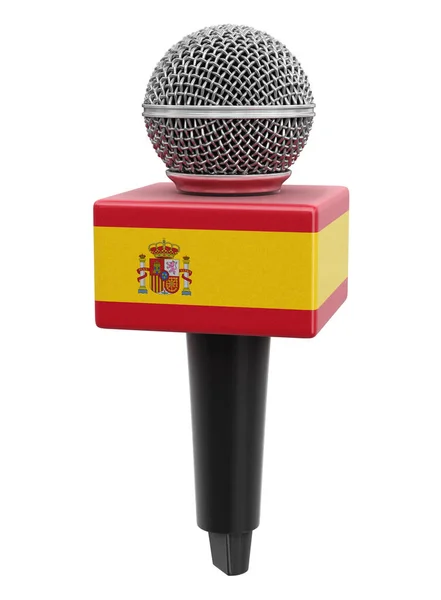 Microphone Spanish Flag Image Clipping Path — Stock Photo, Image