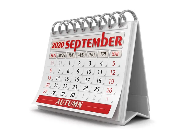 Kalender September 2020 Inclusief Knippad — Stockfoto