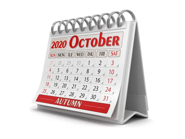 Kalender Oktober 2020 Inclusief Knippad — Stockfoto