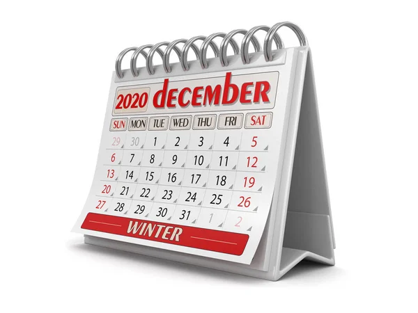 Calendar December 2020 Clipping Path Included — Stockfoto