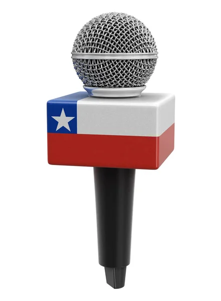 Микрофон Чилийским Флагом Изображение Пути Обрезки — стоковое фото