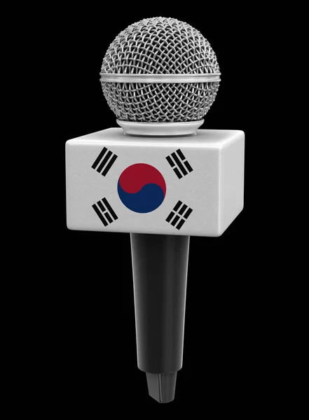 Microfoon Met Zuid Koreaanse Vlag Afbeelding Met Uitknippad — Stockfoto