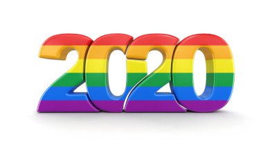 Gay Gurur Rengi Yeni Yıl 2020. Kırpma yolu ile resim.