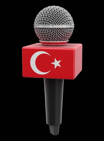 Микрофон Турецкий Флаг Изображение Пути Обрезки — стоковое фото