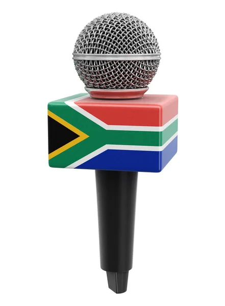 Microfoon Met Zuid Afrikaanse Vlag Afbeelding Met Knippad — Stockfoto