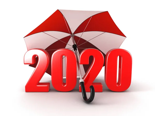 Jaar 2020 Onder Een Paraplu Afbeelding Met Knippad — Stockfoto