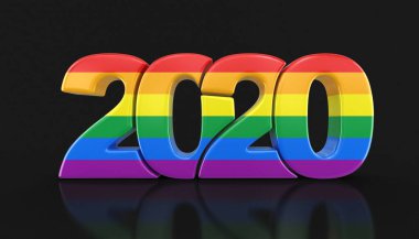 Gay Gurur Rengi Yeni Yıl 2020. Kırpma yolu ile resim.