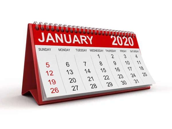 Calendario Gennaio 2020 Percorso Ritaglio Incluso — Foto Stock