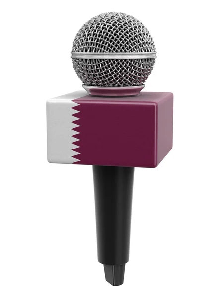 Katar Bayrağı Taşıyan Mikrofon Kırpma Yolu Ile Resim — Stok fotoğraf