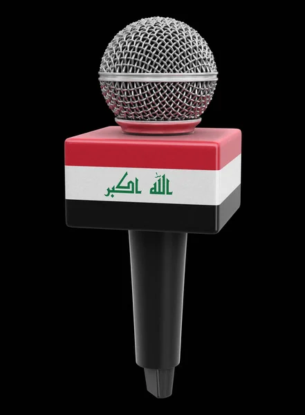 Microphone Avec Drapeau Irakien Image Avec Chemin Coupure — Photo