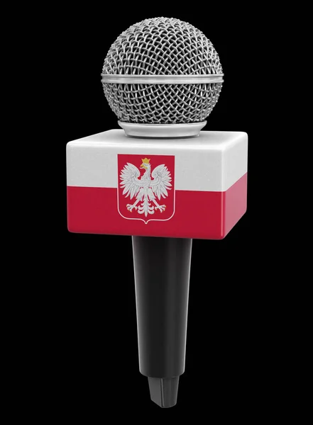 Mikrofon Lengyel Zászlóval Kép Vágási Útvonallal — Stock Fotó