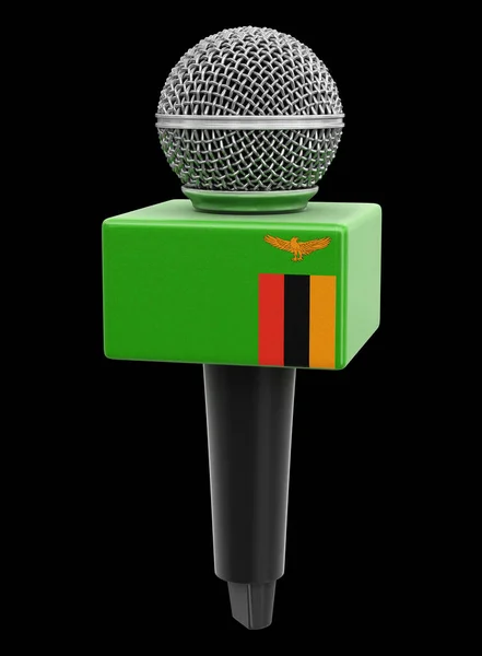 Mikrofon Und Sambia Fahne Bild Mit Ausschnittspfad — Stockfoto