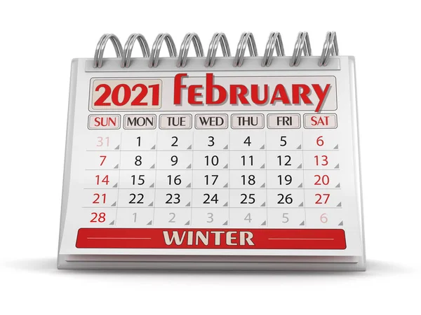 Calendar February 2021 Clipping Path Included — Stock Photo, Image