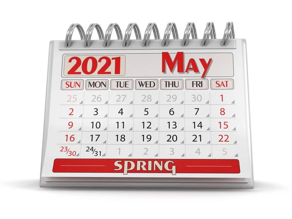 Календар Травень 2021 Року Відсічний Контур Включено — стокове фото