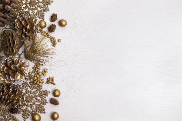 Festive Christmas background with gold decorations