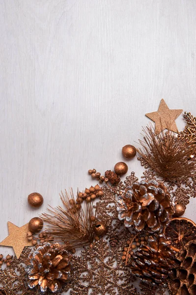 Festlicher Weihnachtshintergrund Mit Goldschmuck — Stockfoto