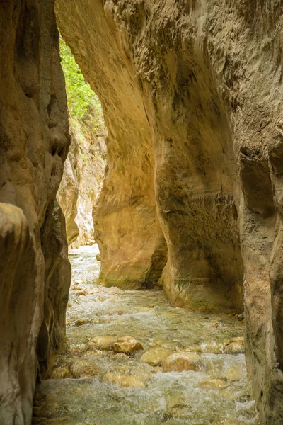 Paredes Rocha Íngremes Água Cristalina Desfiladeiro Rio Gritar Nerja Espanha — Fotografia de Stock