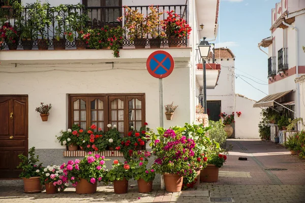 Vieille Ville Benagalbon Emplacement Andalou Traditionnel Plein Rues Étroites Fleurs — Photo