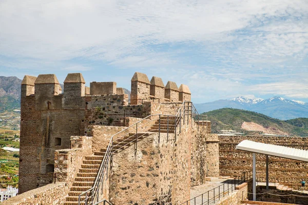 Antiguo Castillo Salobreña Granada Con Sierra Nevada Fondo Andalucía España —  Fotos de Stock