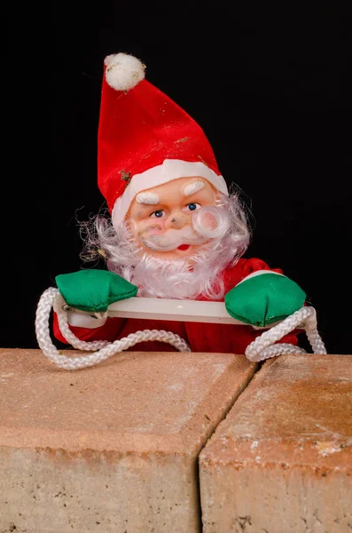 Santa Trying Climb Wall Concept Racism Immigration Policies — Stock Photo, Image