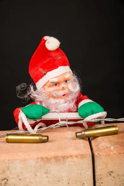 Santa Mot Väggen Invandring Politik Koncept — Stockfoto