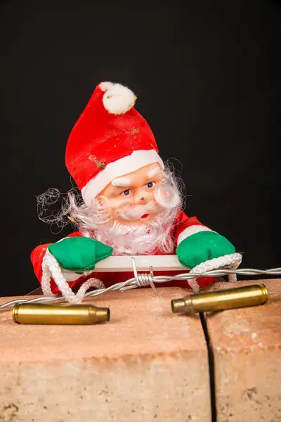 Babbo Natale Contro Muro Concetto Politica Dell Immigrazione — Foto Stock