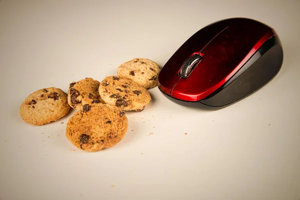 Maus frisst Kekse — Stockfoto
