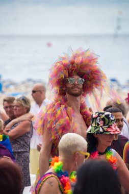 Benidorm, İspanya-Eylül 8, 2018: Benidorm 2018 gurur geçit töreni, Lgtb gurur dört gün kutlama vurgulamak